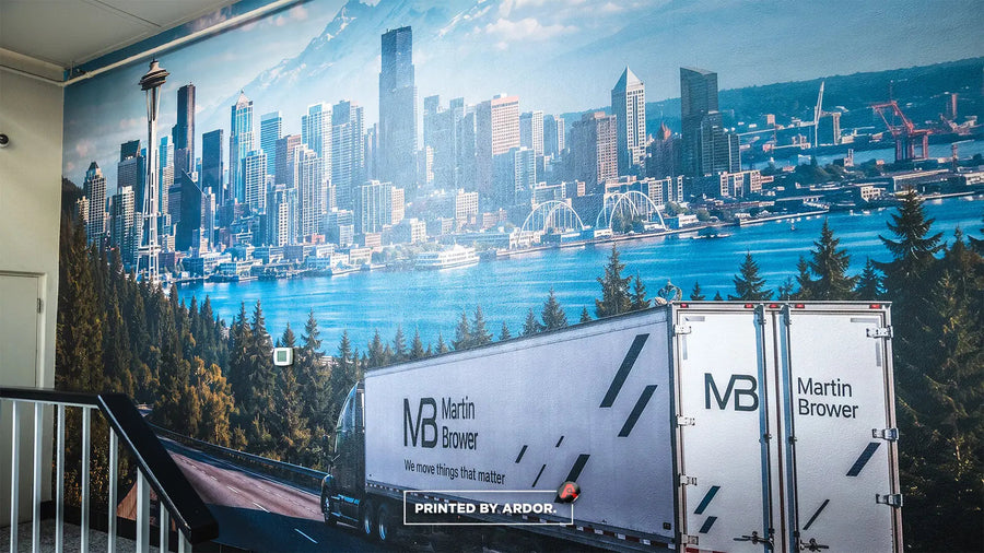 Seattle skyline wall mural printed by Ardor Printing