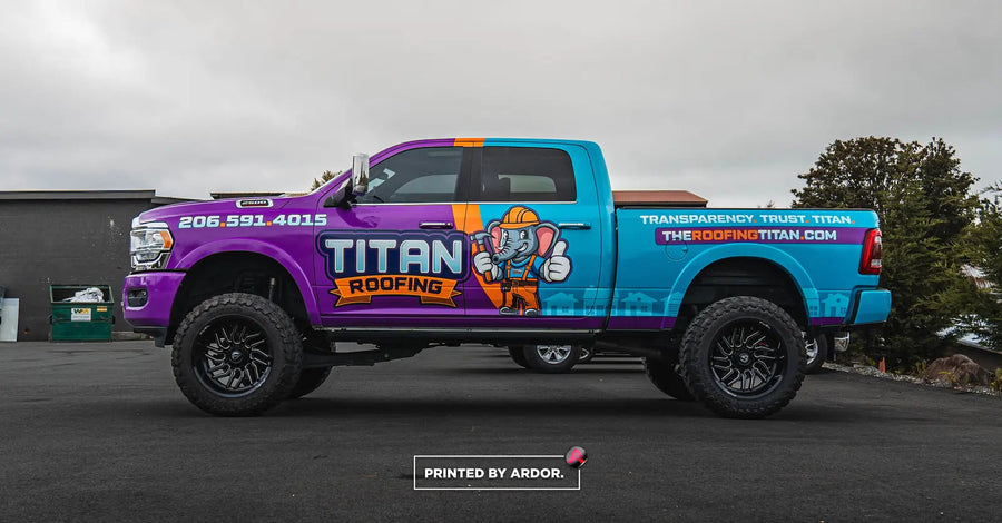 Pickup truck wrap printed by Ardor Printing